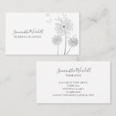 Elegante weddingplanner geïllustreerde bloemen visitekaartje (Voorkant / Achterkant)