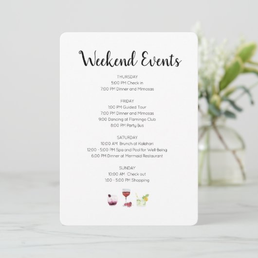 Elegante Weekend Evenementen Route Kaart (Staand voorkant)