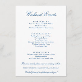 Elegante Weekend Events Navy Blauwe Trouw Informatiekaartje