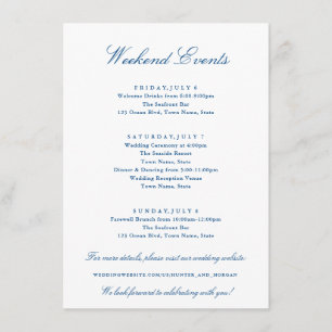 Elegante Weekend Events Navy Blauwe Trouw Informatiekaartje