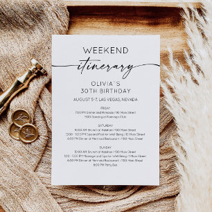 Elegante weekend verjaardagsprogramma uitnodiging