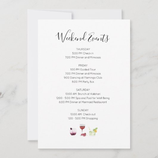 Elegante weekendactiviteiten Itinerary Kaart (Voorkant)