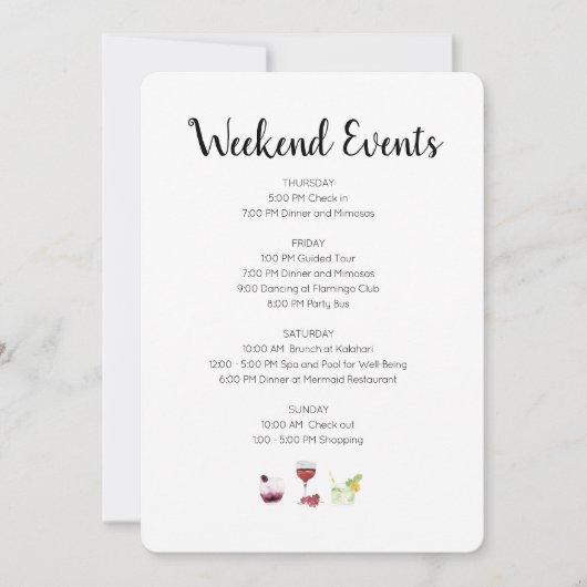 Elegante weekendactiviteiten Itinerary Kaart (Voorkant)