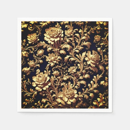 Elegante weelde: Vlaamse barok zwart en goud Servet (Voorkant)