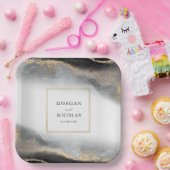 Elegante weelde Zwart en Goud Modern Papieren Bordje (Feest)