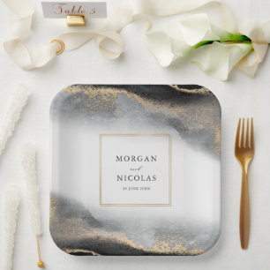 Elegante weelde Zwart en Goud Modern Papieren Bordje