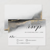 Elegante weelde zwart en gouden marmeren bruiloft RSVP kaartje (Voorkant / Achterkant)