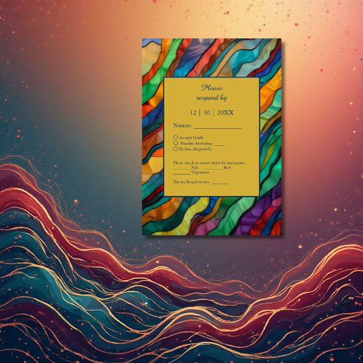 Elegante weelderige Afrikaanse bestemming bruiloft RSVP Kaartje