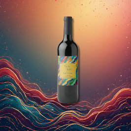 Elegante weelderige Afrikaanse bestemming bruiloft Wijn Etiket