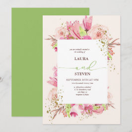 Elegante & weelderige bloemen en gouden vlokken br kaart