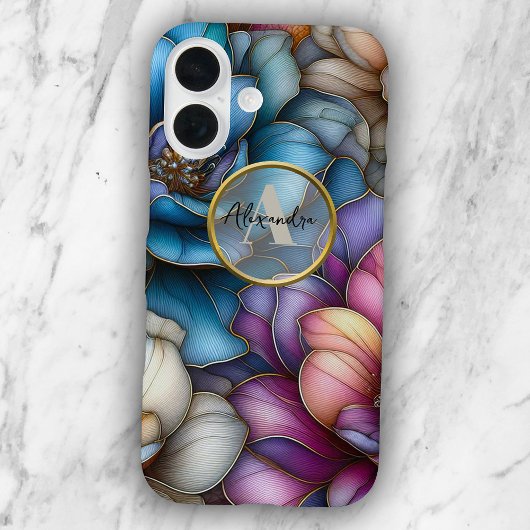 Elegante weelderige bloemen met Golden Circle Lijs Case-Mate iPhone Case