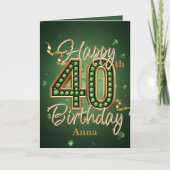 Elegante weelderige groene en gouden 40e verjaarda kaart (Voorkant)