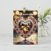 Elegante weelderige hart edelsteen bruiloft Jubile Kaart (Staand voorkant)