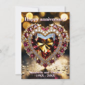 Elegante weelderige hart edelsteen bruiloft Jubile Kaart (Voorkant)