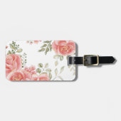 Elegante weelderige roze bloemengouden sierstrip W Bagagelabel (Voorkant horizontaal)