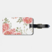 Elegante weelderige roze bloemengouden sierstrip W Bagagelabel (Achterkant horizontaal)