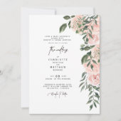 Elegante Weelderige Roze Bloemige Huwelijk Beide O Kaart (Voorkant)