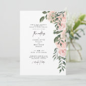 Elegante Weelderige Roze Bloemige Huwelijk Beide O Kaart (Staand voorkant)