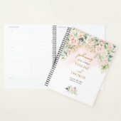 Elegante weelderige zachte roze rozen gouden bruil planner (Display)