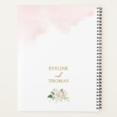 Elegante weelderige zachte roze rozen gouden bruil planner (Achterkant)