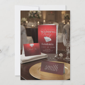 Elegante weergave van trouwuitnodiging-suite mocku kaart
