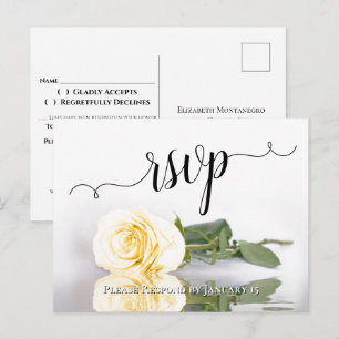 Elegante Weerspiegelende Boter Gele Roos Huwelijk Briefkaart