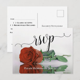 Elegante Weerspiegelende Roest Oranje Roos Bruilof Briefkaart