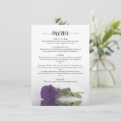 Elegante weerspiegeling Amethyst Paarse Roos Trouw Menu (Staand voorkant)