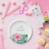 Elegante Wegwerp Bruiloft Borden Roze Bloemen Papieren Bordje (Feest)