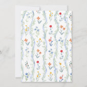 Elegante weide Bloemen Blauwe strik Foto Geboorte Aankondiging (Achterkant)