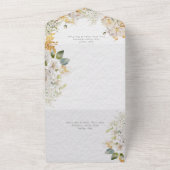 Elegante weide bloemenbruiloft QR-code All In One Uitnodiging (Buitenkant)