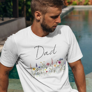 Elegante Weide met Wilde Bloemen Dad Baby Shower T-shirt