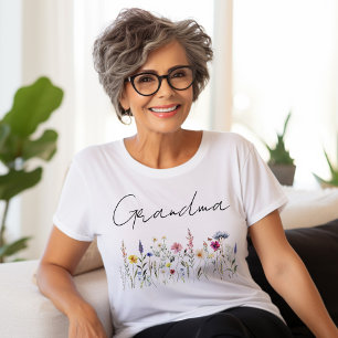 Elegante Weide Met Wilde Bloemen Oma Baby Shower T-shirt