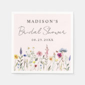 Elegante weide met wilde bloemen Roze bruidsfeest Servet (Voorkant)