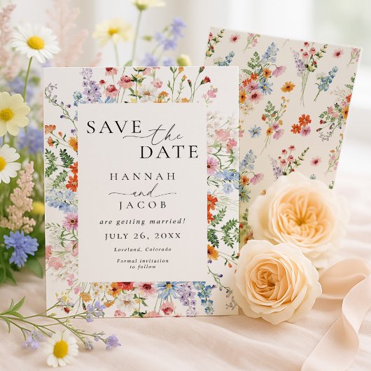Elegante Weide Wildbloem Bruiloft Save The Date