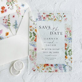 Elegante Weide Wildbloem Bruiloft Save the Date Acryl Uitnodigingen