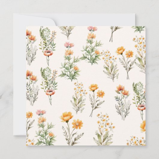 Elegante Weide Wildbloem Monogram Bruiloft Kaart (Achterkant)