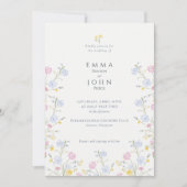 Elegante Weide Wilde Bloementuin Bruiloft Kaart (Voorkant)