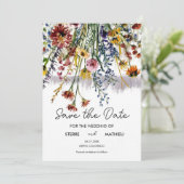 Elegante weidebloemen save the date (Staand voorkant)