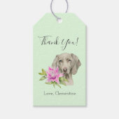 Elegante Weimaraner Hond Bloemen Dank u Cadeaulabel (Voorkant)