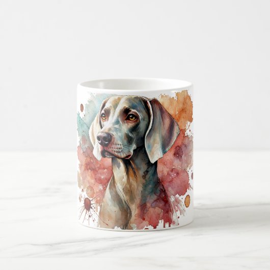 Elegante Weimaraner Waterverf Art Mok (Center)