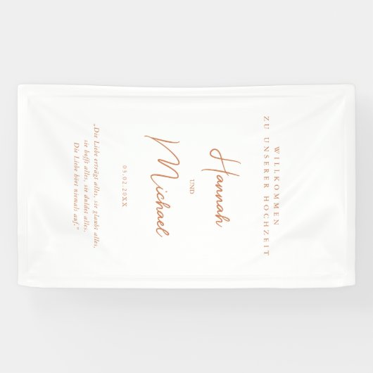 Elegante, weiße, "Willkommen zu unserer Hochzeit" Spandoek (Horizontaal)