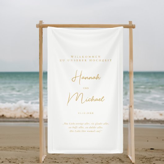 Elegante, weiße, "Willkommen zu unserer Hochzeit" Spandoek