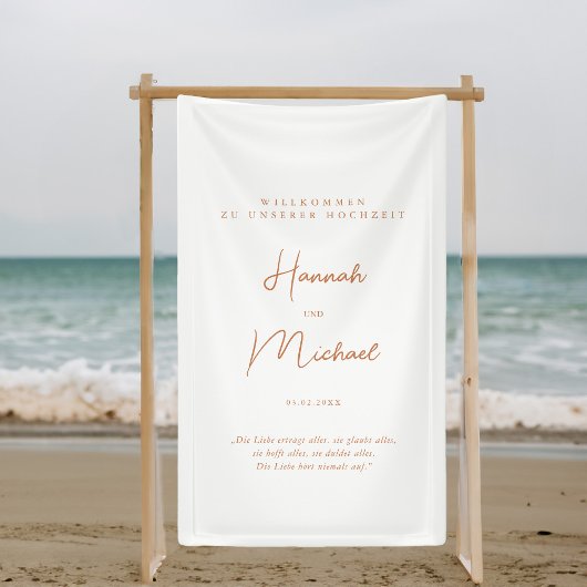 Elegante, weiße, "Willkommen zu unserer Hochzeit" Spandoek