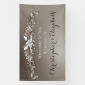 Elegante Welkom Bloemen Zilveren Winter Wedding Spandoek (Verticaal)