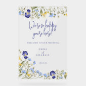 Elegante Welkom Boho wilde bloemen bruiloft Acryl Bord (Voorkant)