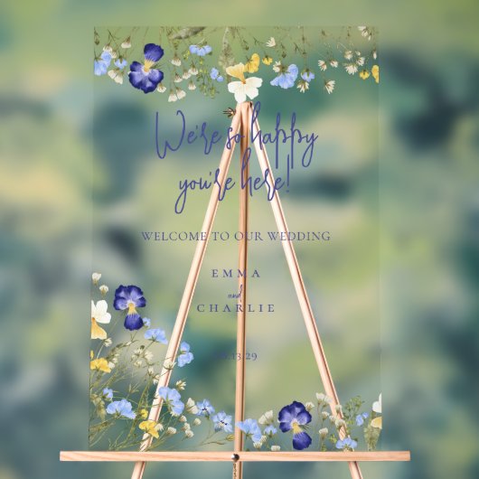 Elegante Welkom Boho wilde bloemen bruiloft Acryl Bord (Neutraal)