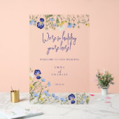 Elegante Welkom Boho wilde bloemen bruiloft Acryl Bord (Huwelijk)