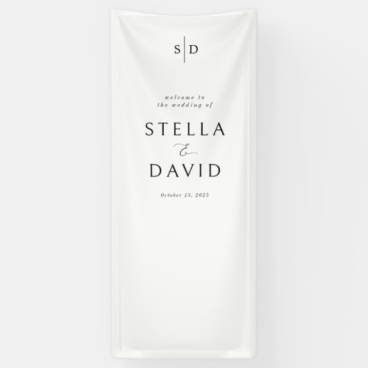 Elegante Welkom bruiloft Monogram Decor Banner (Verticaal)