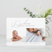 Elegante Welkom Foto Collage baby Geboorte Aankondiging (Staand voorkant)
